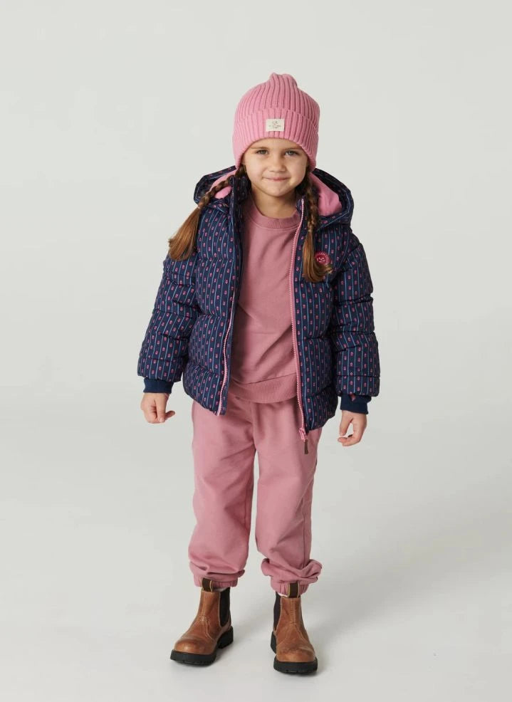 Copenhagen Colors - 2-in-1 Down Jacket with Removable Sleeves, Floral Pattern | Navy
