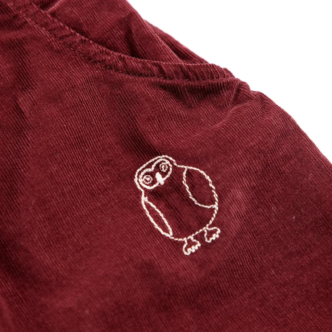Bobo Choses - Owl Trousers Velvet Organic Cotton | Bordeaux
