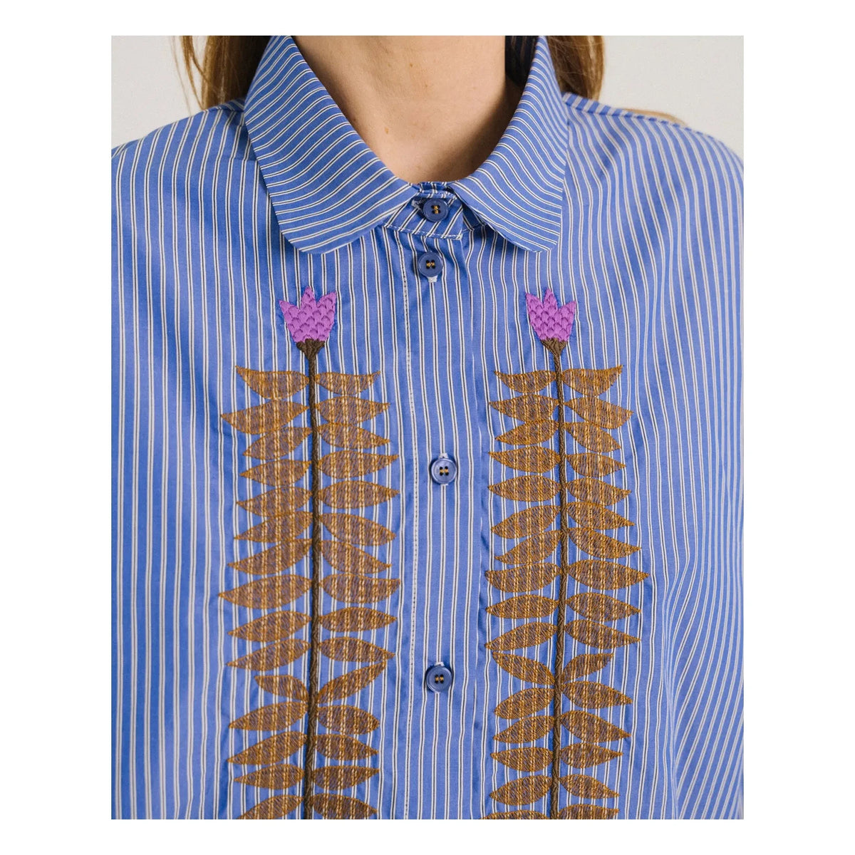 Tinsels - Blue Striped Cotton Shirt