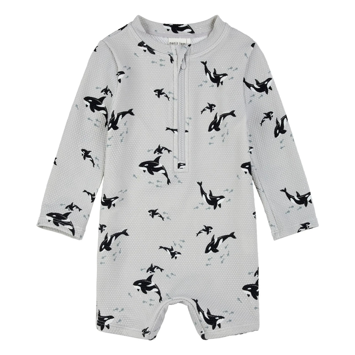 Petit Lem - Orcas Textured Recycled Fiber UV-Resistant Romper | Gray