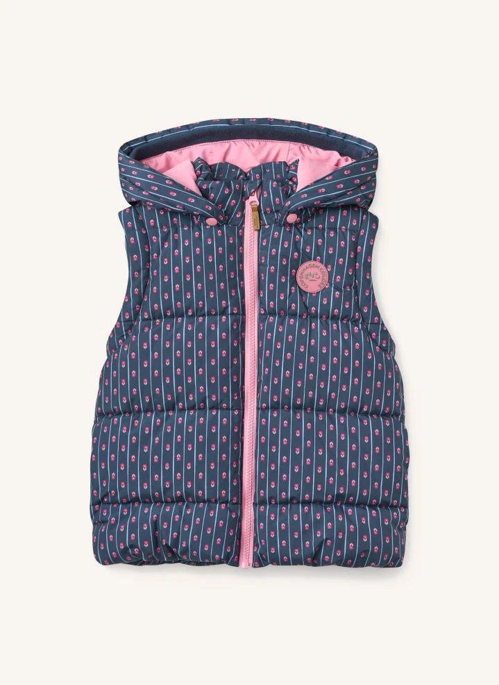 Copenhagen Colors - 2-in-1 Down Jacket with Removable Sleeves, Floral Pattern | Navy