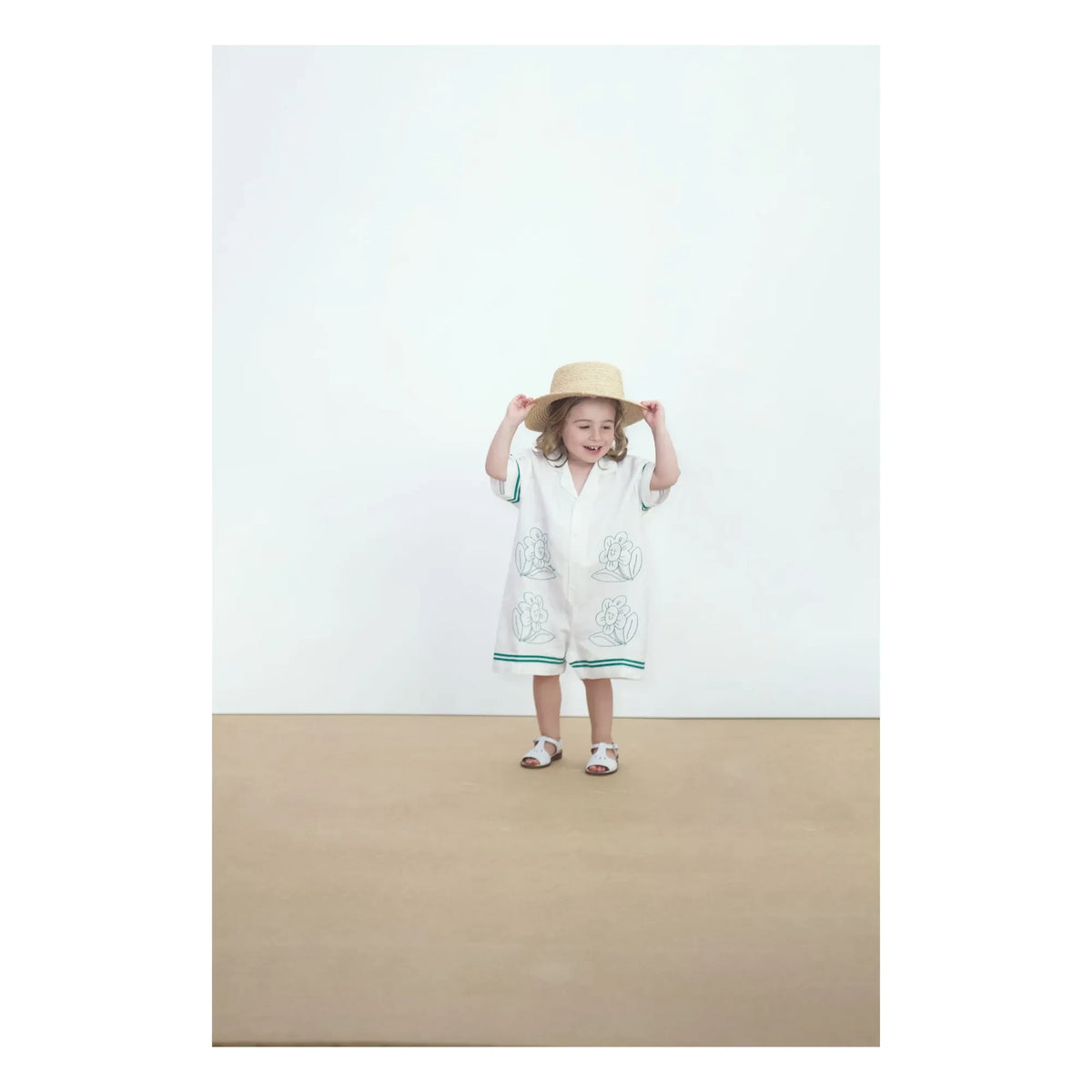 Tinycottons - Floral Oversized Romper Shorts | White