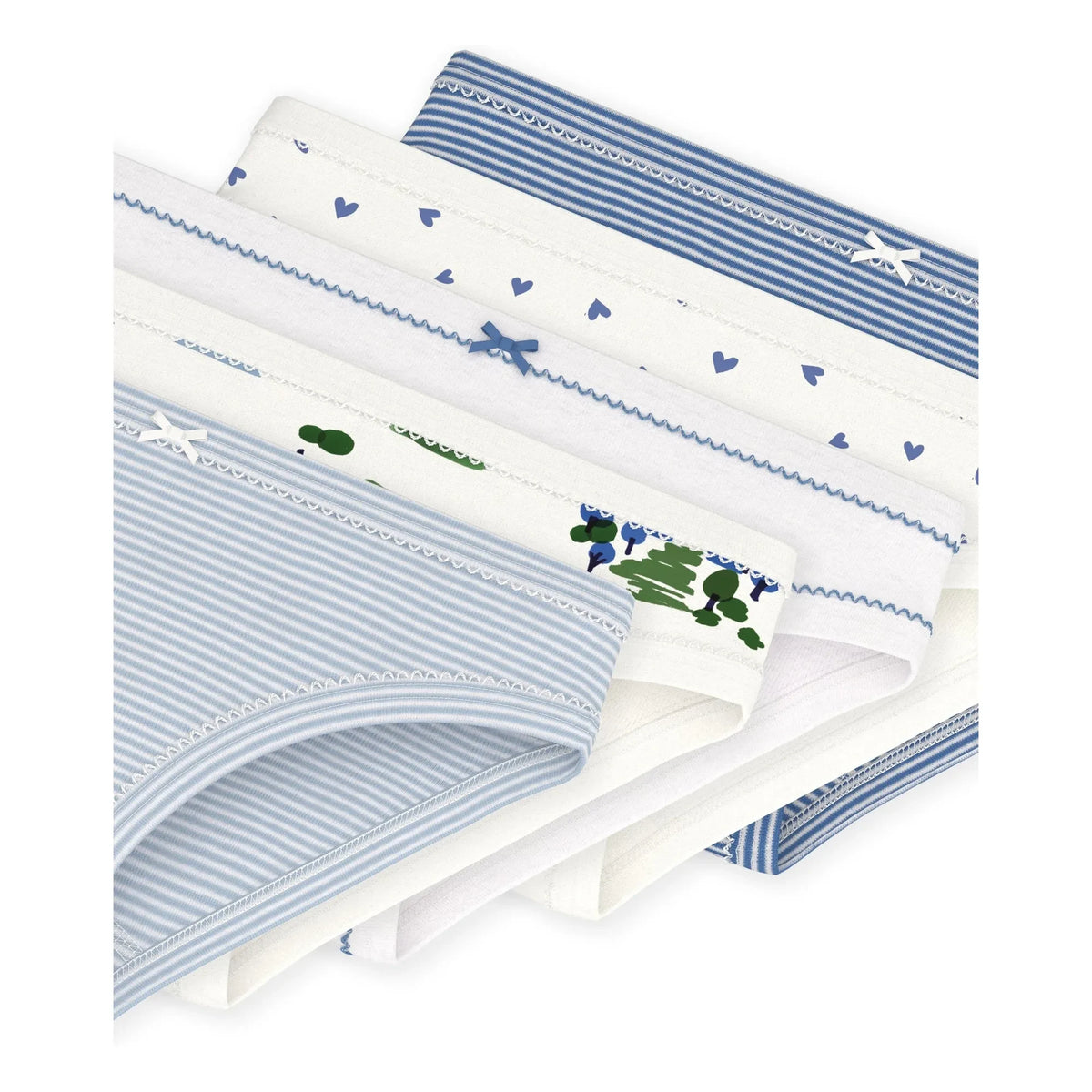 Petit Bateau - Set of 5 Paris Organic Cotton Panties | Blue