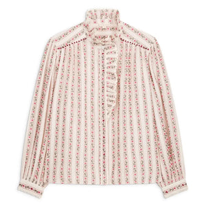 Louise Misha - Cora Organic Cotton Striped Blouse | Cream