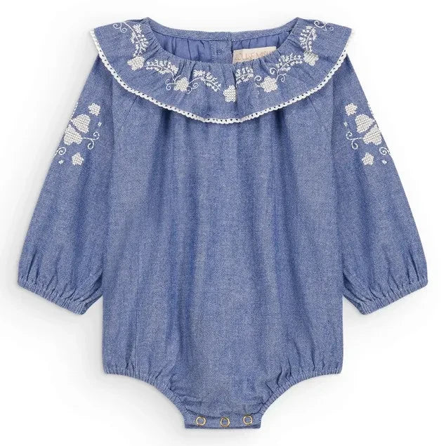 Louise Misha - Ilani Organic Cotton Romper | Blue
