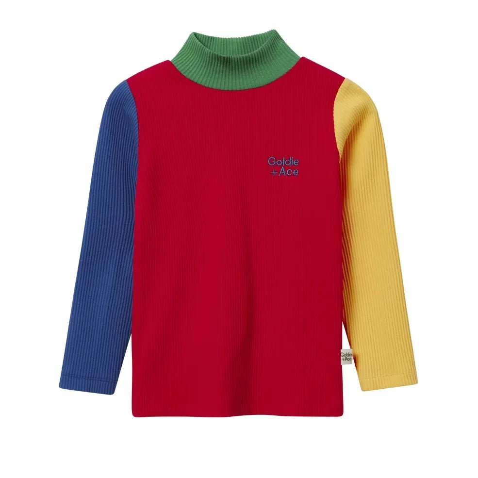 Goldie + Ace - Color Blocked Ribbed Turtleneck | Red
