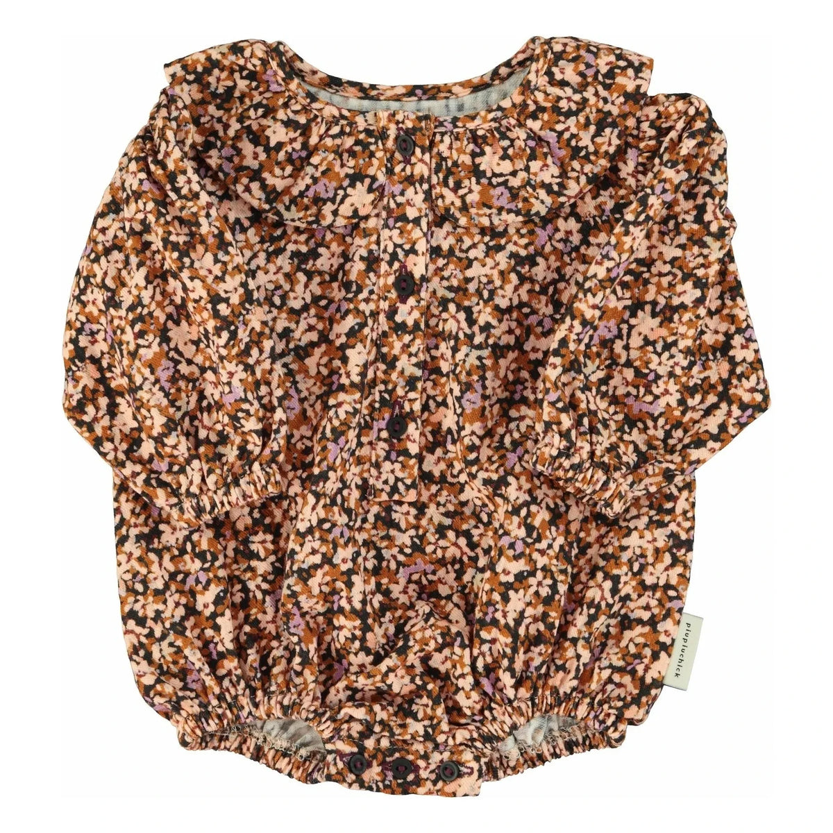 Piupiuchick - Floral Patterned Claudine Collar Romper | Black