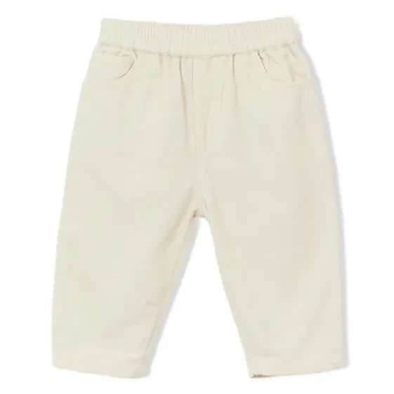 Arsène et Les Pipelettes - Slim Fit Organic Cotton Velvet Baby Pants | Ecru