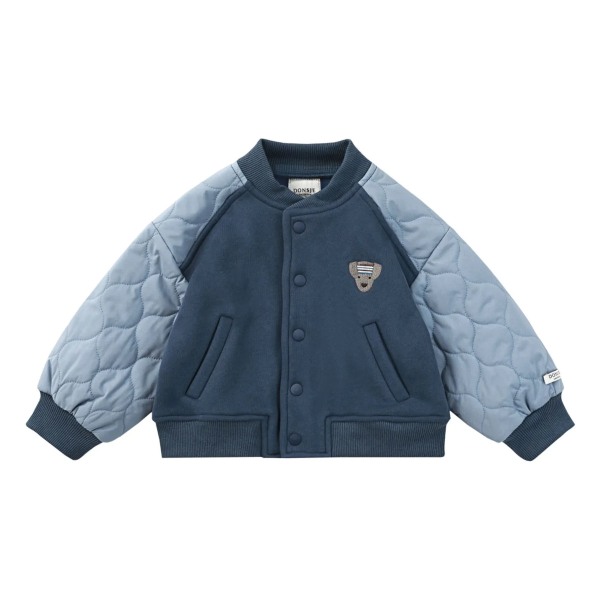 Donsje - Noal Mixed Material Bomber Jacket | Dark Blue