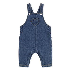Petit Bateau - Organic Cotton Denim Heart Dungaree | Blue