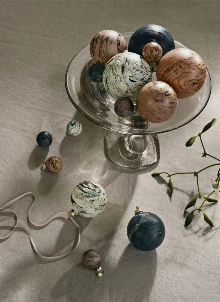 Ferm Living - Marble Effect Ornament Ball - Set of 4