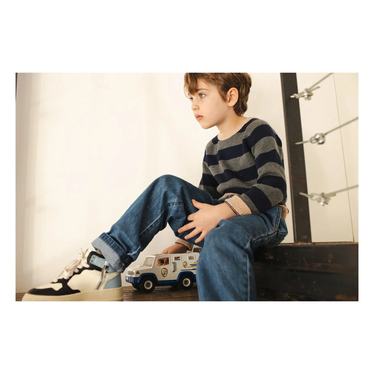 Louis Louise - Striped Reindeer Sweater | Gray