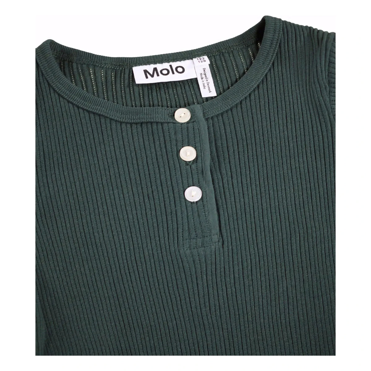 Molo - Ruby Organic Cotton 3-Button T-Shirt | Chrome Green