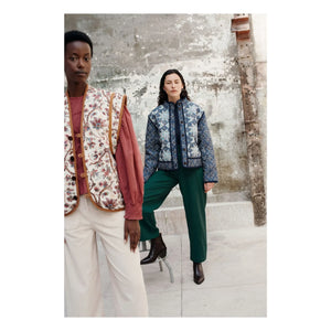 Louise Misha - Omotayo Midnight Star Patchwork Organic Cotton Jacket - Women's Collection | Blue