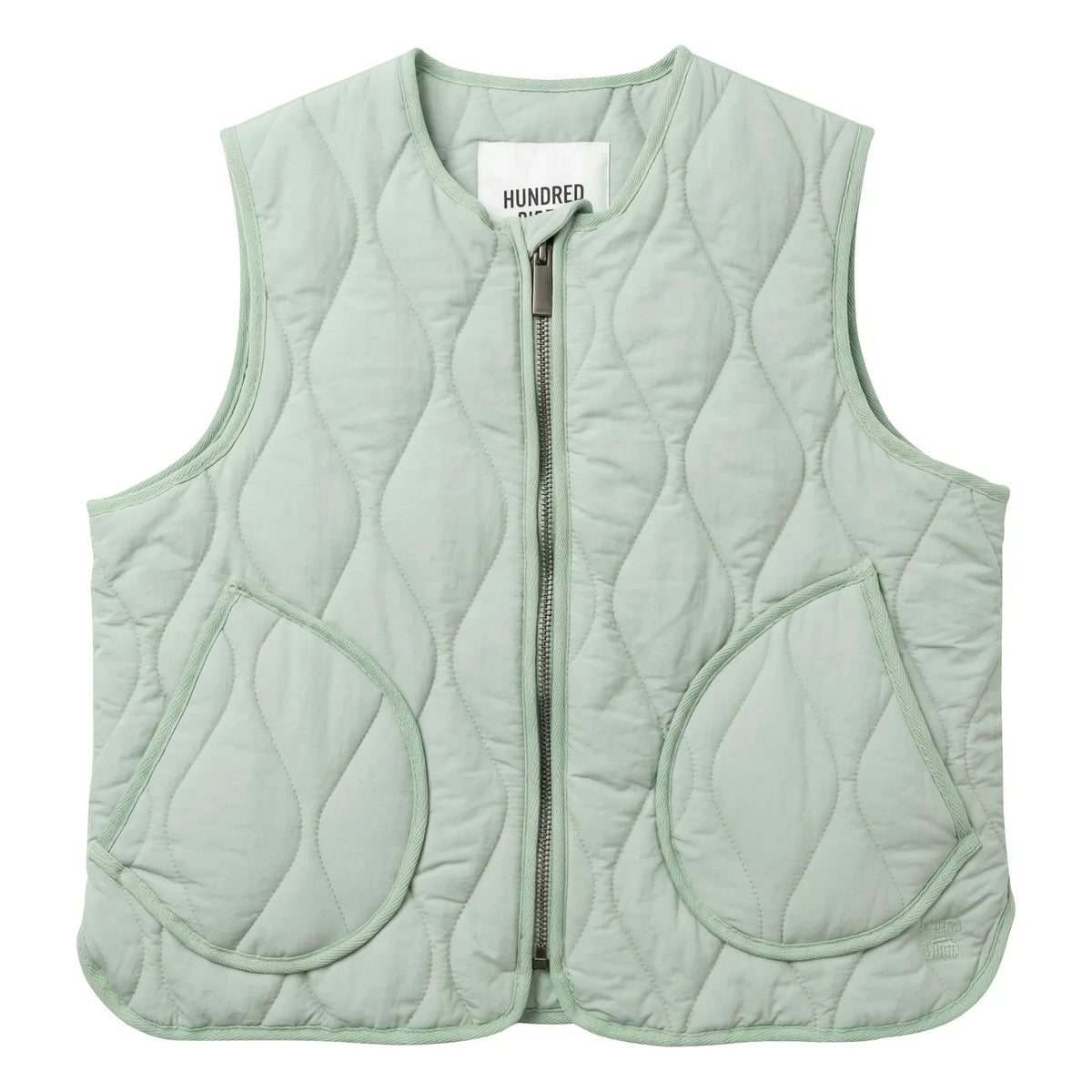 Hundred Pieces - Glee Quilted Sleeveless Jacket | Sage Green