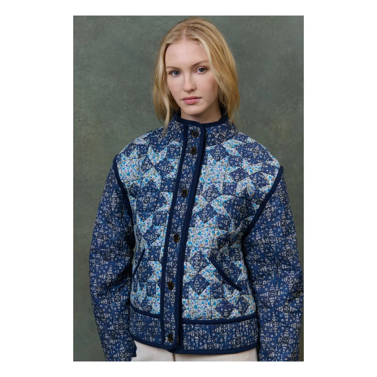 Louise Misha - Omotayo Midnight Star Patchwork Organic Cotton Jacket - Women's Collection | Blue