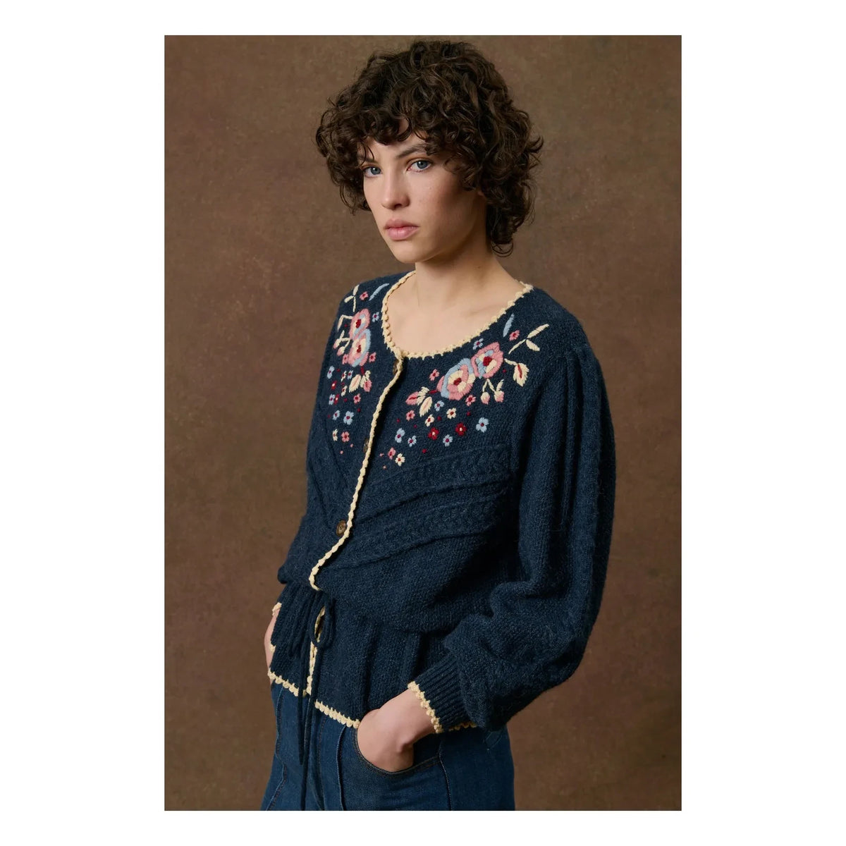 Louise Misha - Sandya Wool Cardigan | Navy