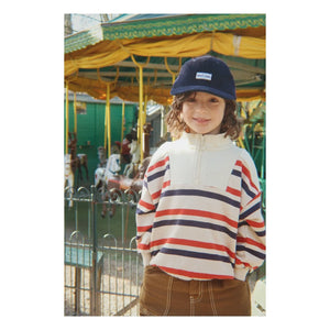 Konges Sløjd - Loupy Striped Organic Cotton Zip-Up Sweatshirt | Ecru