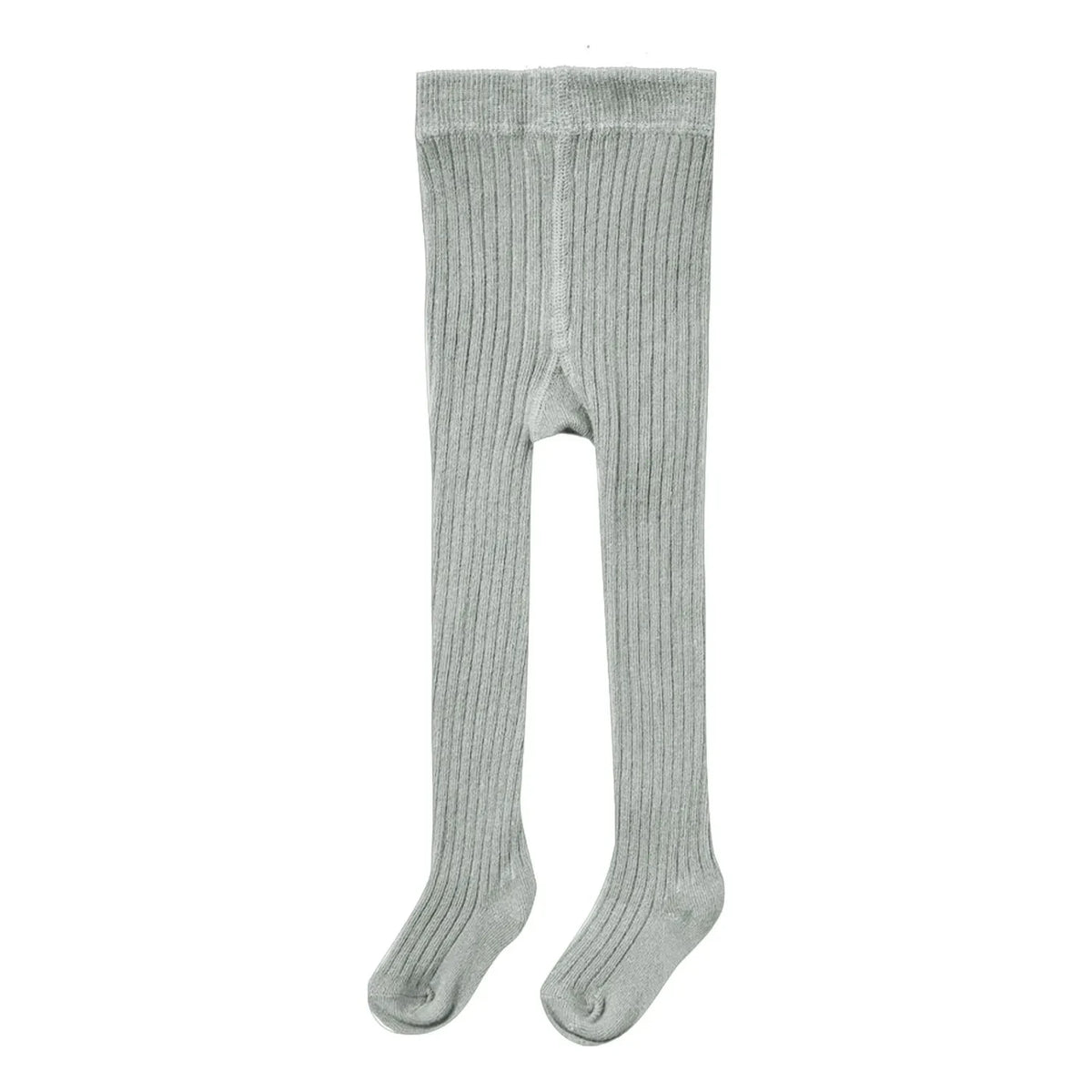 Quincy Mae - Ribbed Organic Cotton Tights | Gray Blue