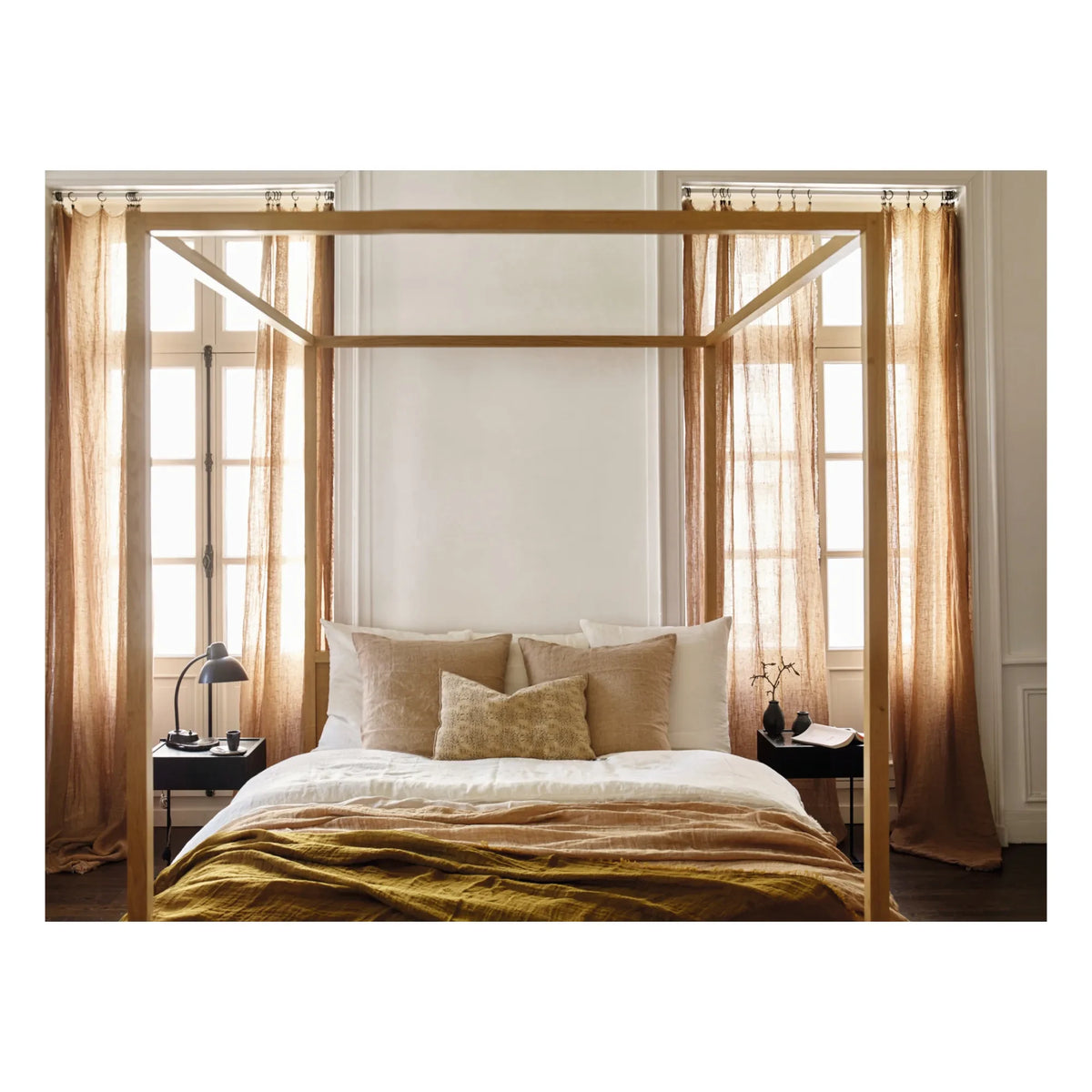 Maison de Vacances - Vice Versa Washed Linen Gauze Tassel Curtain | Havana