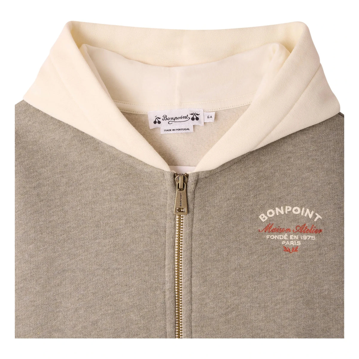 Bonpoint - Elroy Organic Cotton Chiné Hooded Zip-Up Sweatshirt | Khaki