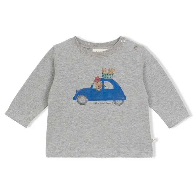 Arsène et Les Pipelettes - Organic Cotton Car T-Shirt | Grey Melange
