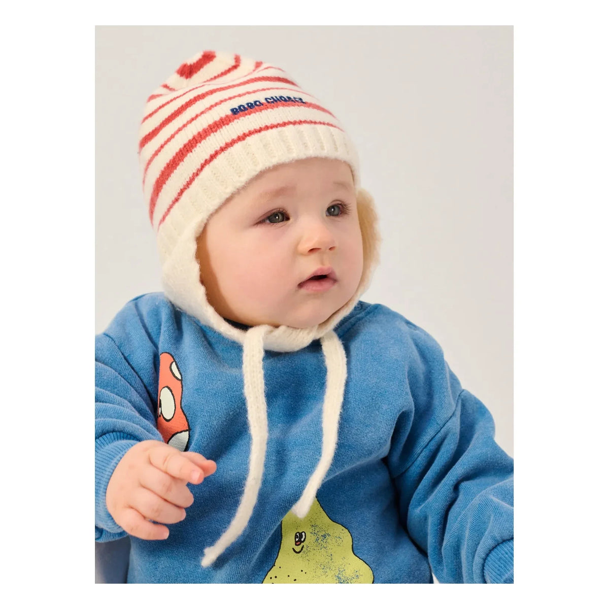 Bobo Choses - Recycled Fiber Striped Beanie | Ecru