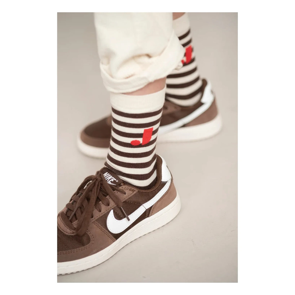 Jenest - J Striped Organic Cotton Socks | White