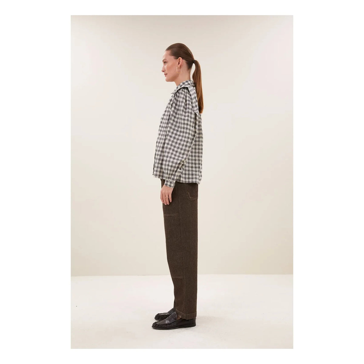 By Bar - Maia Checkered Blouse | Ash Gray