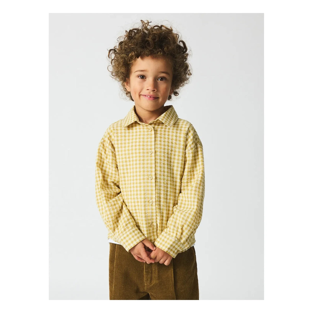 brunobruno nation - Nohrla Seersucker Shirt Made from Recycled Fibers | Yellow
