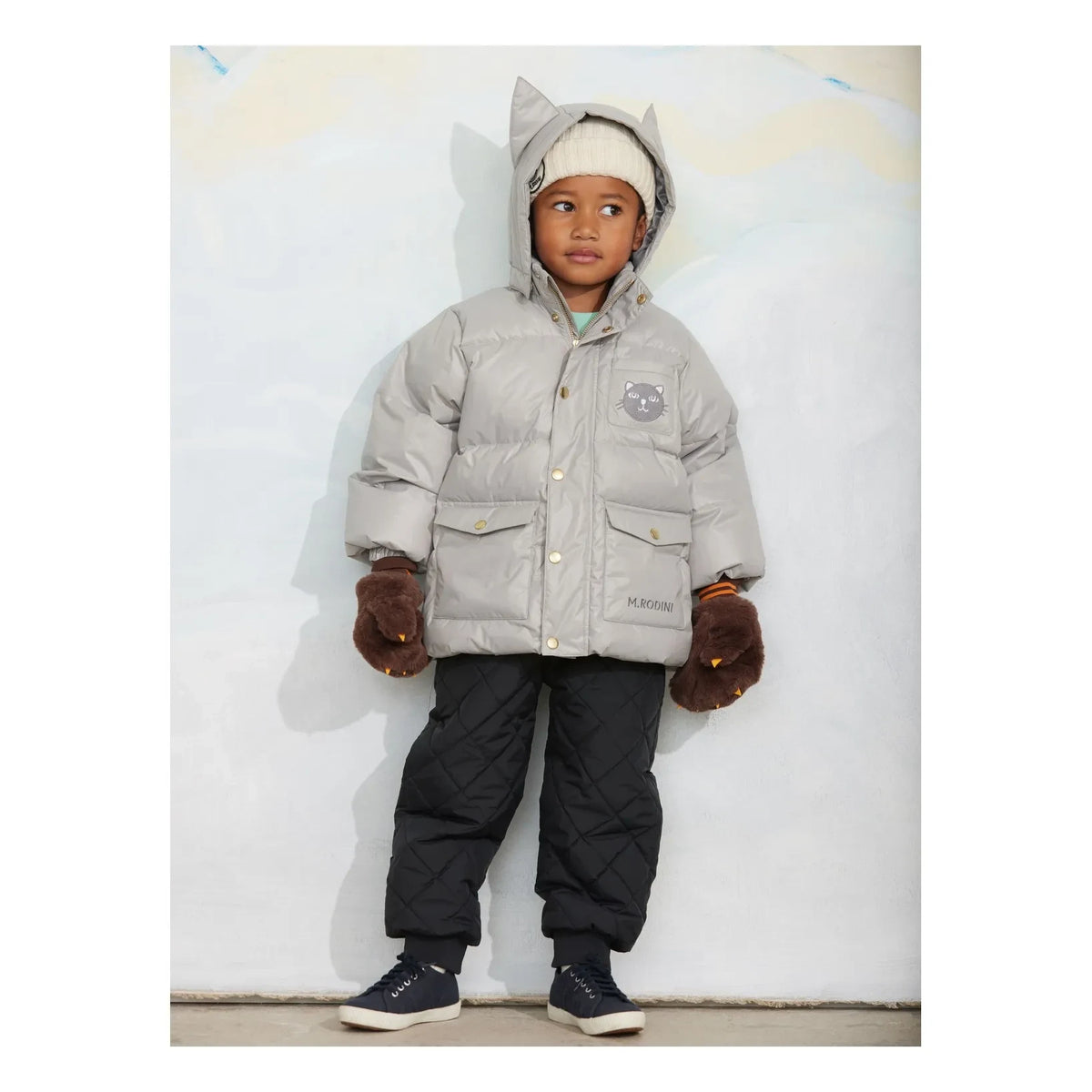 Mini Rodini - Recycled Fiber Eared Padded Jacket | Gray