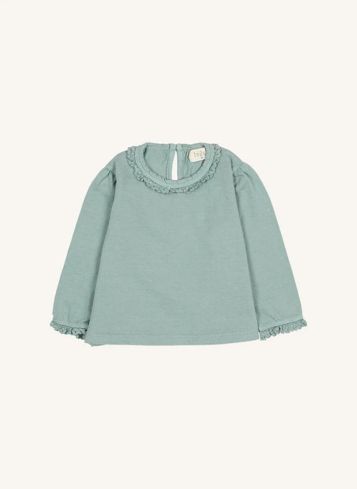 Búho - Lace Bebé Organic Cotton T-shirt | Cedar Green