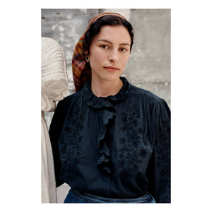 Louise Misha - Cora Organic Cotton Voile Blouse - Women's Collection | Black