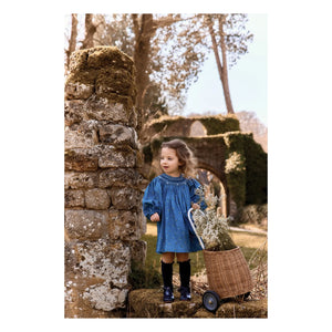Tartine et Chocolat - Flower Bouquet Gathered Dress | Dark Blue