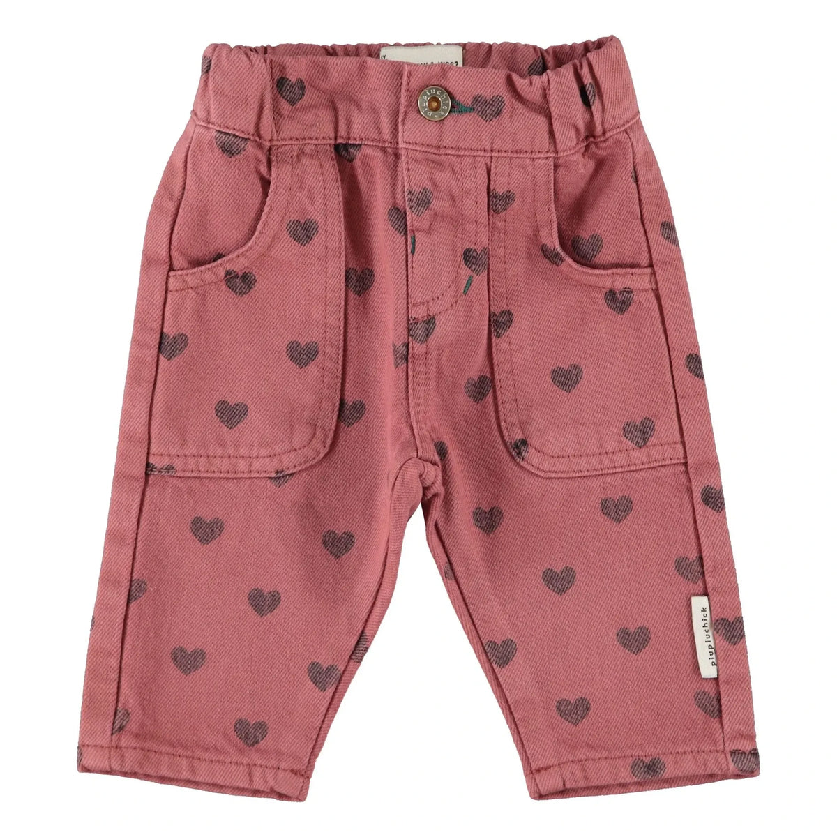 Piupiuchick - Organic Cotton Baby Heart Trousers | Pink