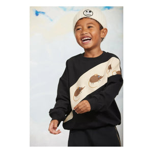 Mini Rodini - Striped Mouse Sweatshirt Organic Cotton | Black