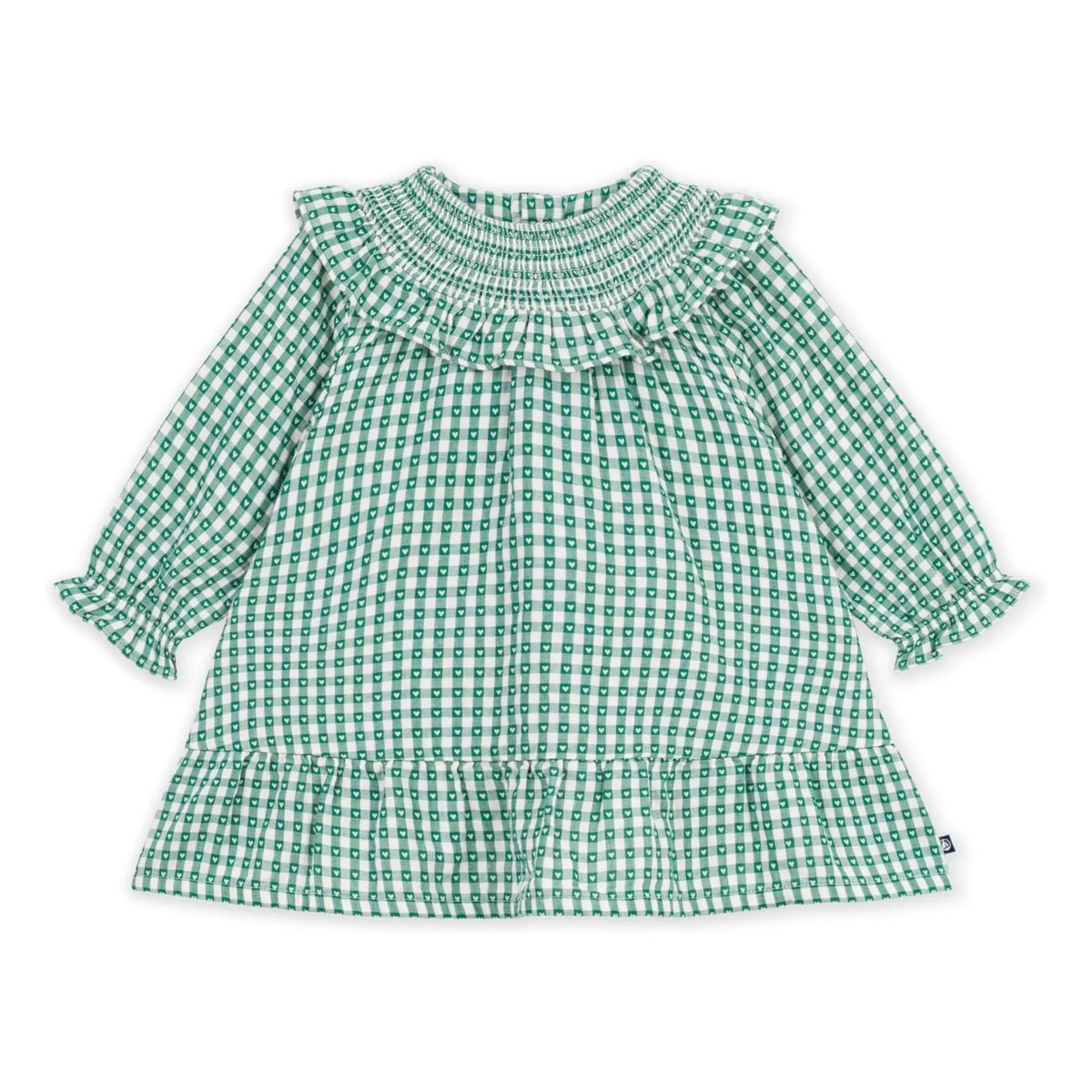 Petit Bateau - Green checkered organic cotton dress