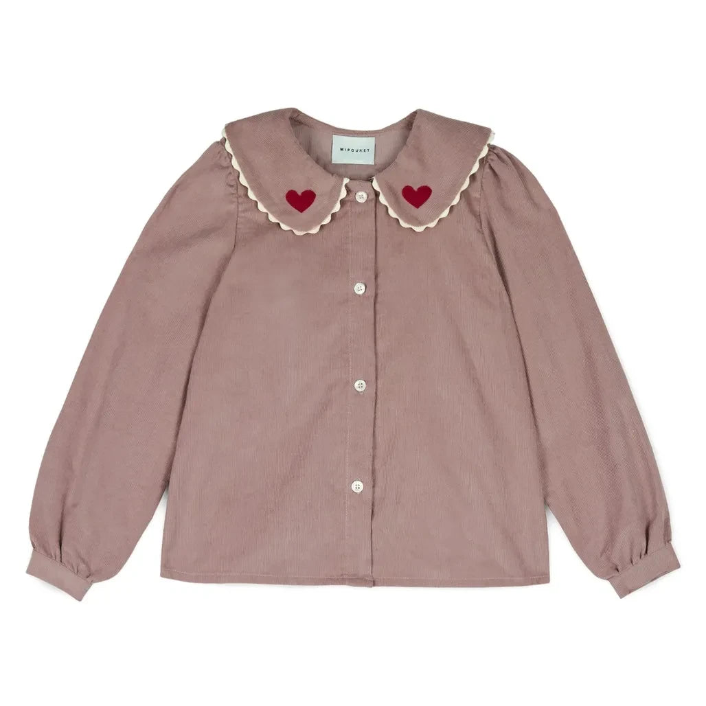 Mipounet - Géraldine Velvet Heart Blouse | Pale Pink