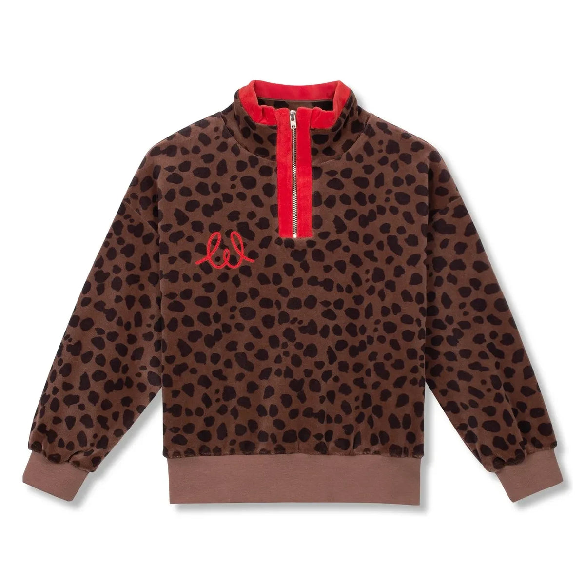 Wynken - Leopard Zip Sweat | Brown