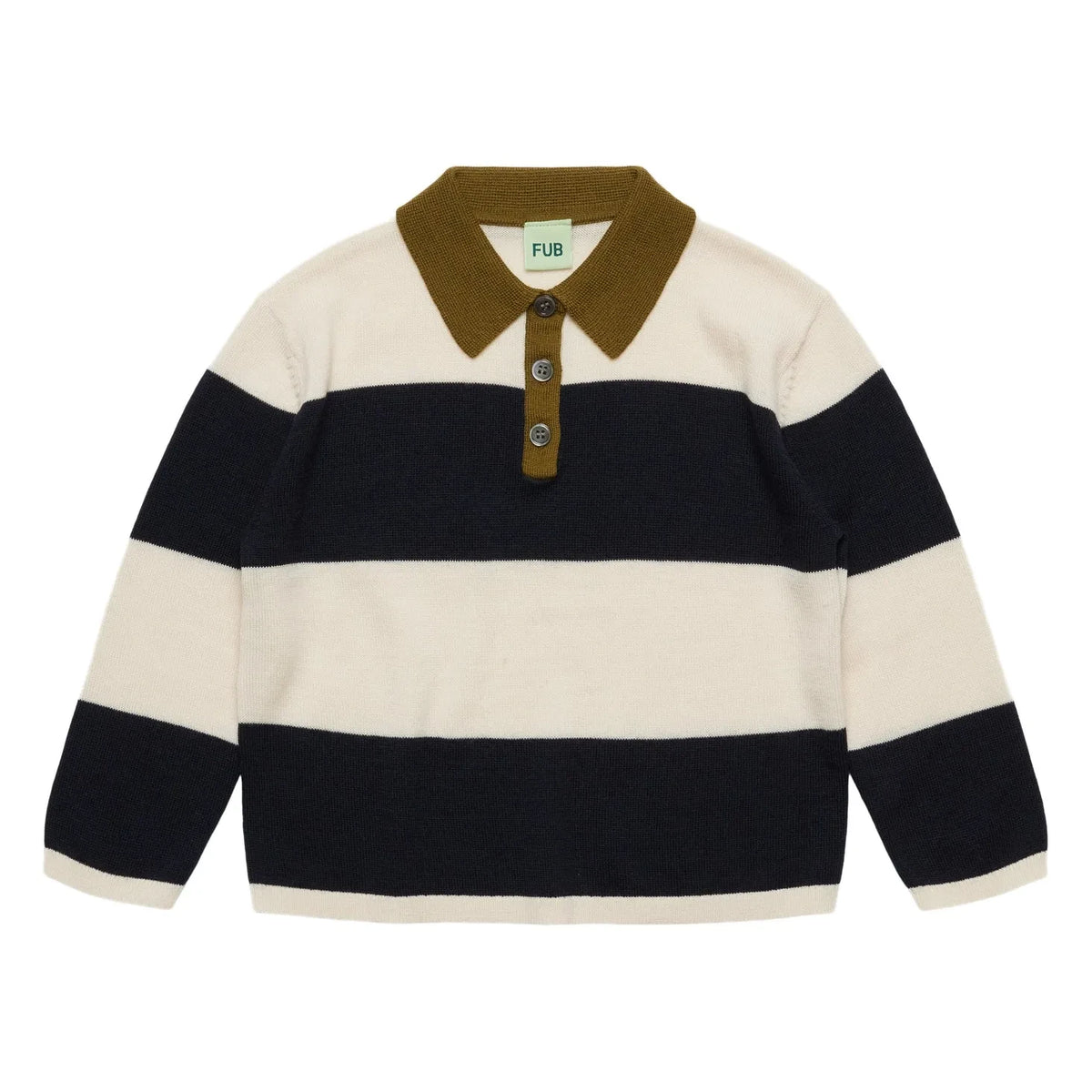 FUB - Fine Knit Striped Merino Wool Turtleneck Sweater | Ecru