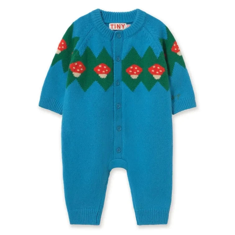 Tinycottons - Wooly Mushroom Overalls | Blue