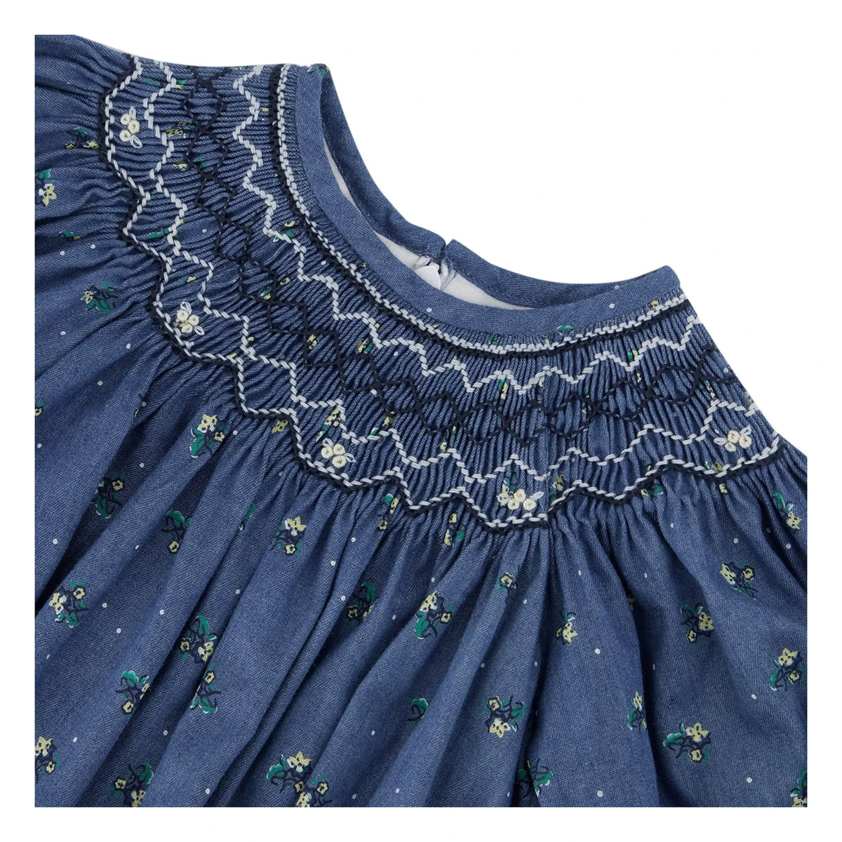 Tartine et Chocolat - Flower Bouquet Gathered Dress | Dark Blue