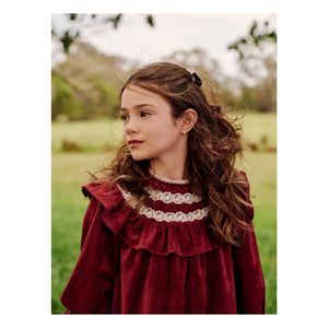 petite Amalie - Lace Ruffle Collar Dress | Cherry Red