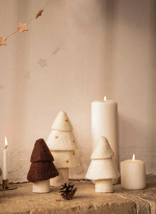 Muskhane - Felt Christmas Trees - Set of 2 | Ecru