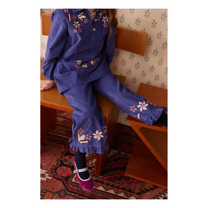 Hello Simone - Mirna Embroidered Corduroy Dress | Blue