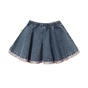 Goldie + Ace - Blue Denim Floral Pattern Skirt