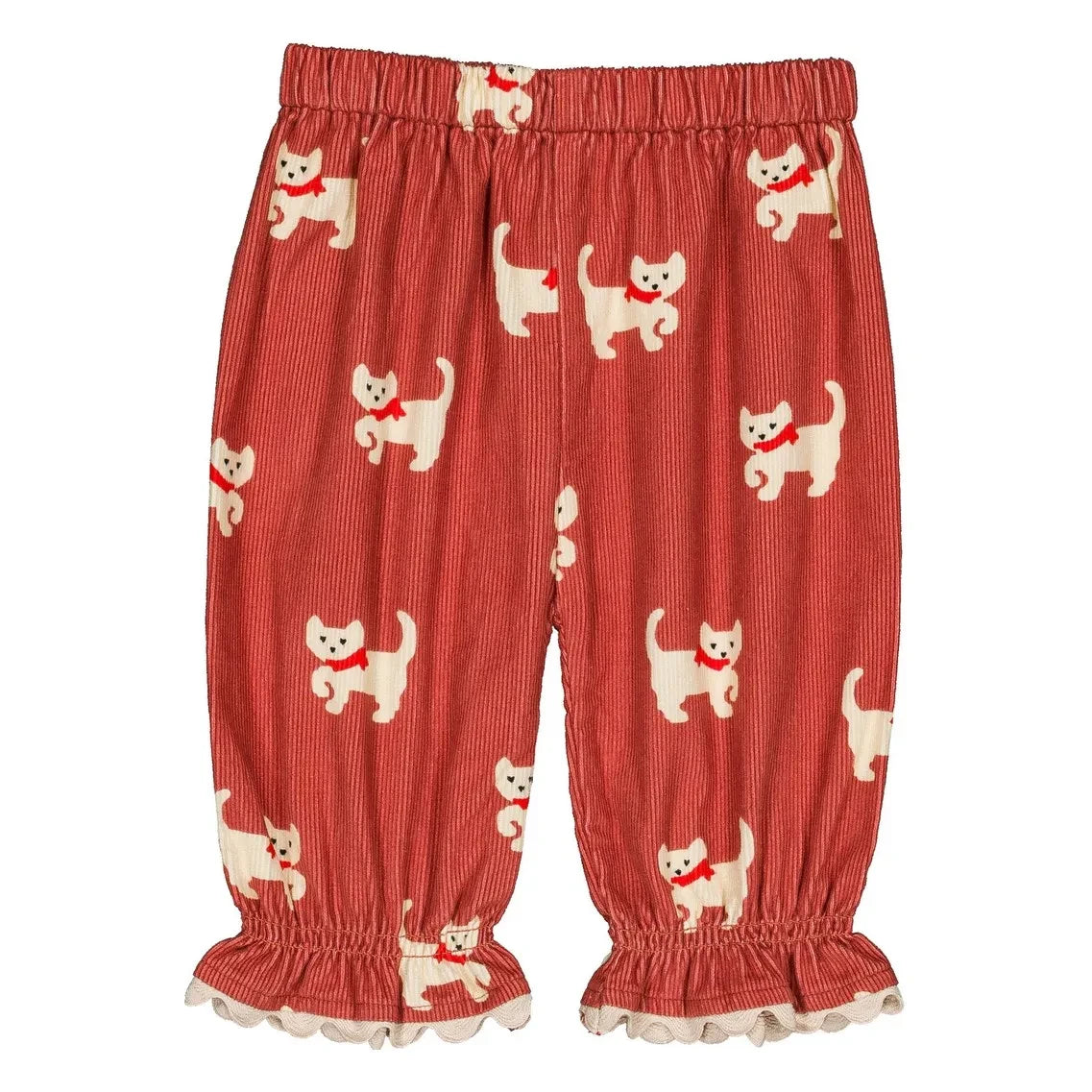 Hello Simone - Cute Ribbed Velvet Cat Pants | Terracotta Red