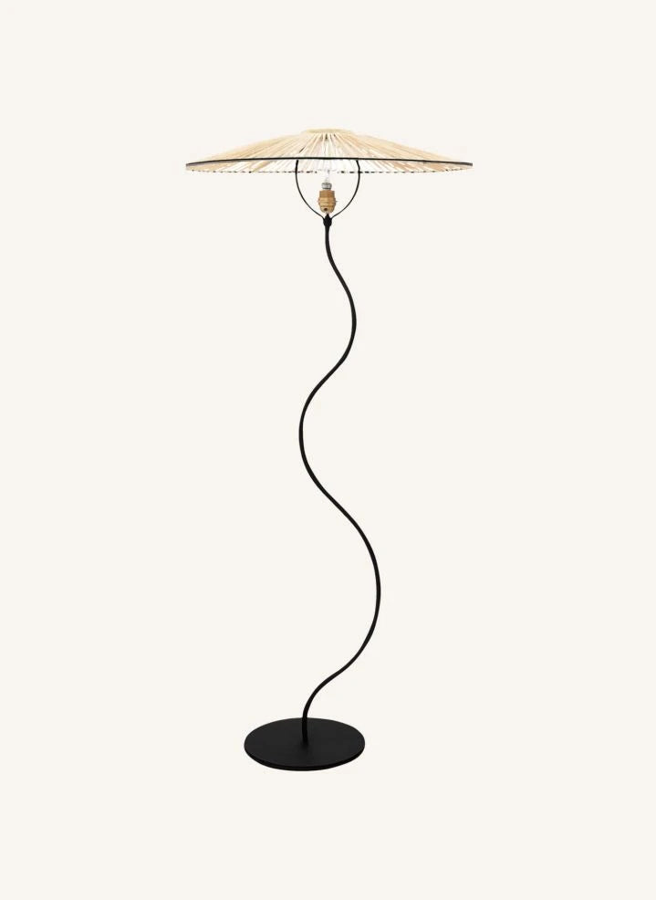 Honoré - Kaa Metal and Raffia Floor Lamp | Black