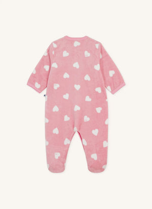 Petit Bateau - Fleece Hearts Romper | Pink