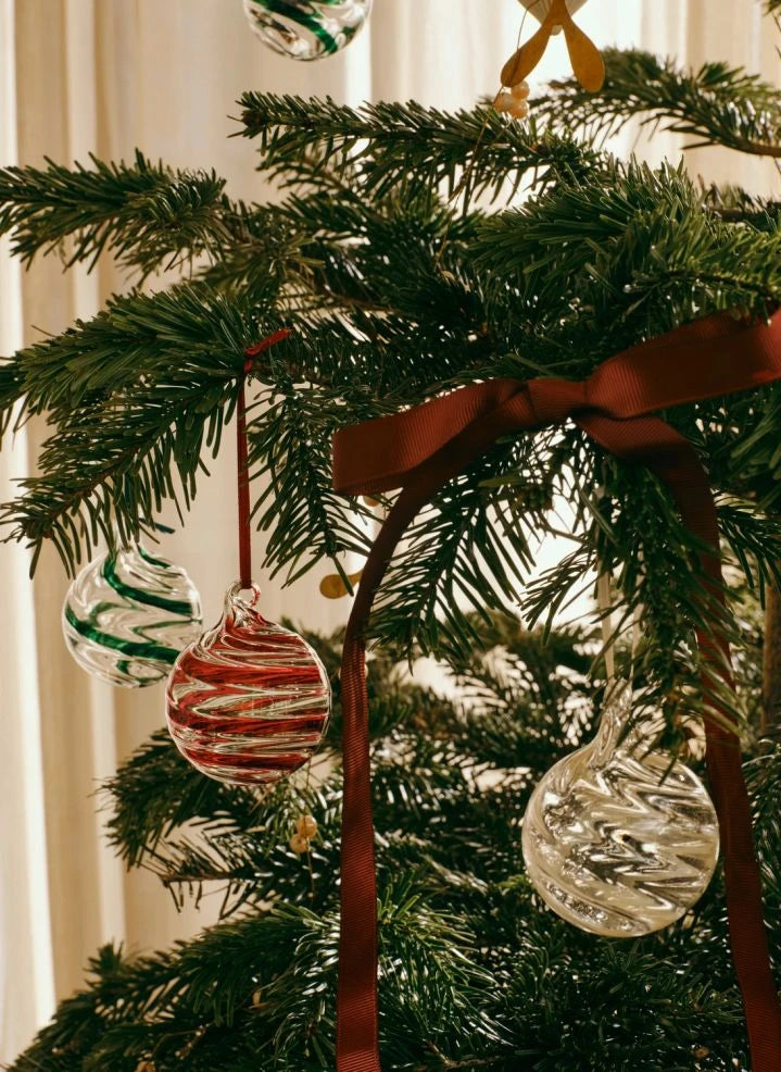 Broste Copenhagen - Glass Spiral Christmas Ornaments — 3-piece Set | Red